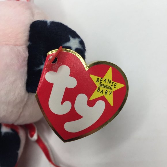 Vintage Ty Beanie Babies July 4 1999 Spangle USA Teddy Bear Red White Blue Stars - Picture 8 of 11
